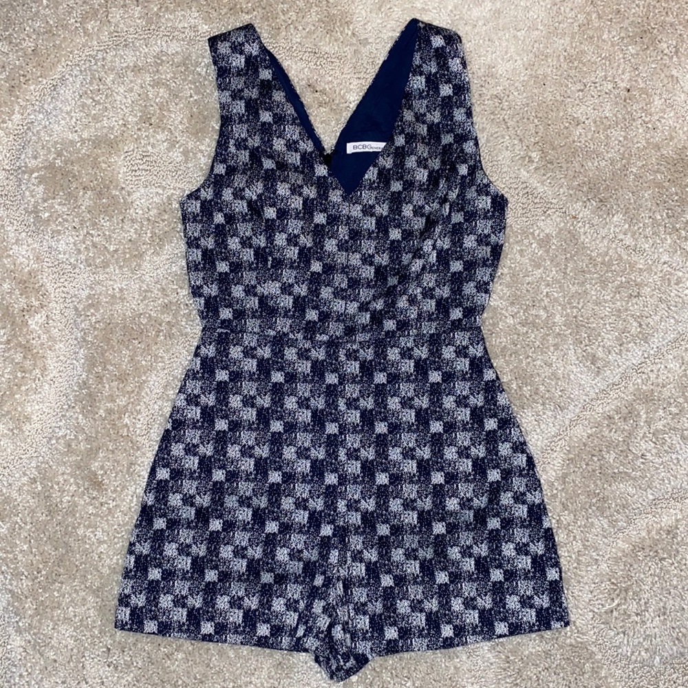 BCBG Navy and Gray Romper